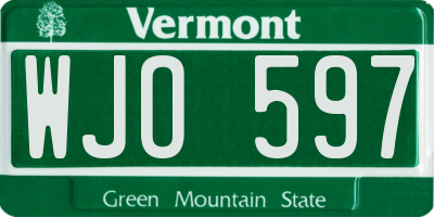 VT license plate WJO597