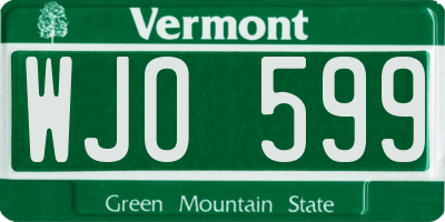 VT license plate WJO599