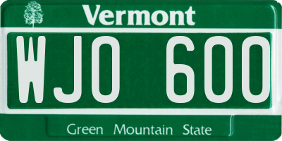 VT license plate WJO600
