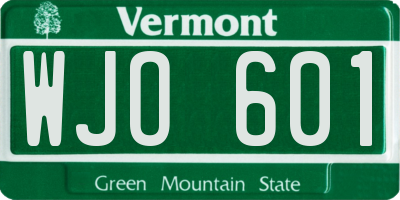 VT license plate WJO601