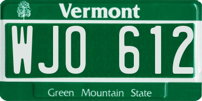 VT license plate WJO612