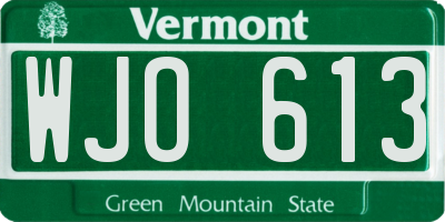 VT license plate WJO613