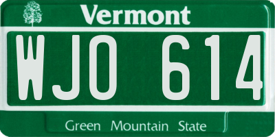 VT license plate WJO614