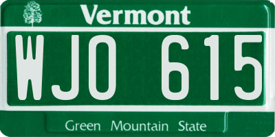 VT license plate WJO615