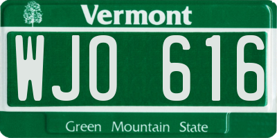 VT license plate WJO616