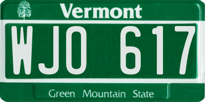 VT license plate WJO617