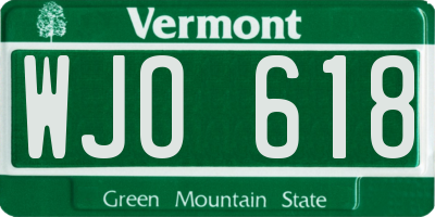 VT license plate WJO618