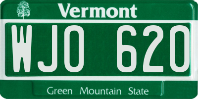 VT license plate WJO620