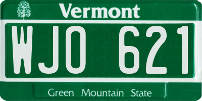 VT license plate WJO621