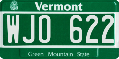 VT license plate WJO622