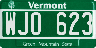 VT license plate WJO623