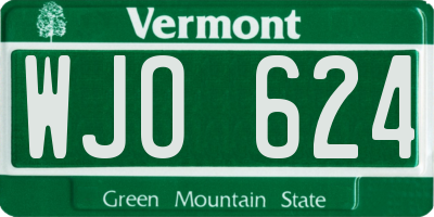 VT license plate WJO624