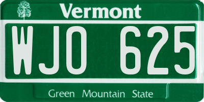 VT license plate WJO625