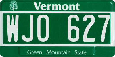 VT license plate WJO627