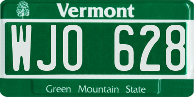 VT license plate WJO628