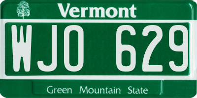 VT license plate WJO629