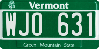 VT license plate WJO631