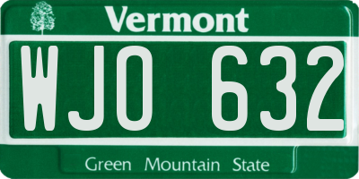 VT license plate WJO632