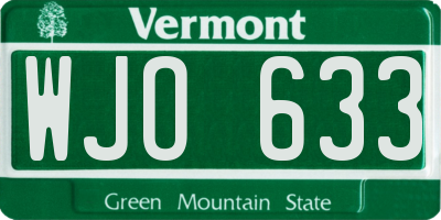 VT license plate WJO633