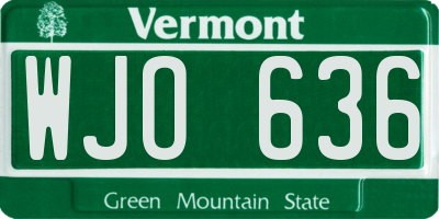 VT license plate WJO636