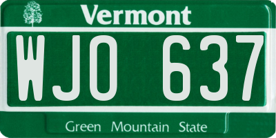 VT license plate WJO637