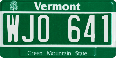 VT license plate WJO641