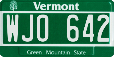 VT license plate WJO642