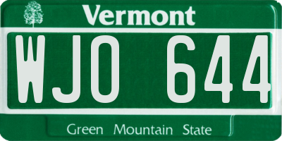 VT license plate WJO644