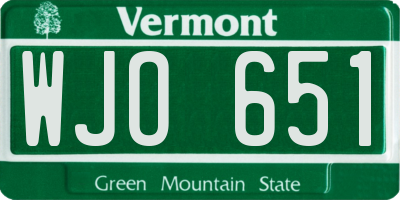VT license plate WJO651