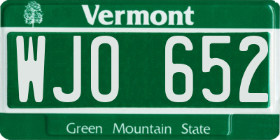 VT license plate WJO652
