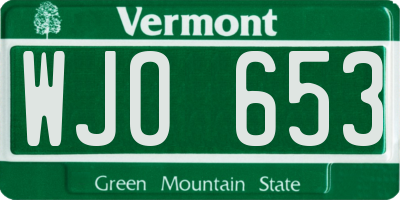 VT license plate WJO653