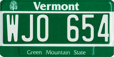 VT license plate WJO654
