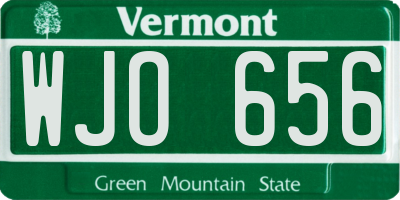VT license plate WJO656