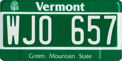 VT license plate WJO657