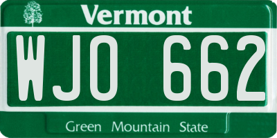 VT license plate WJO662