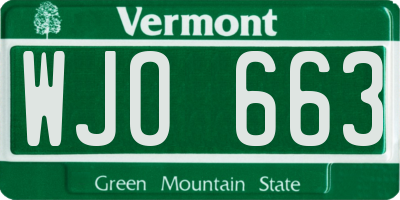 VT license plate WJO663