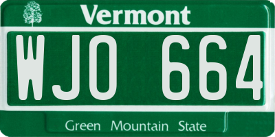 VT license plate WJO664