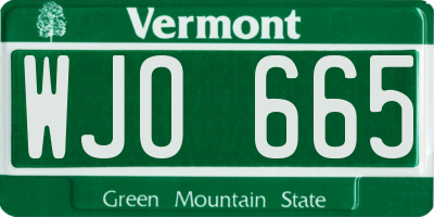 VT license plate WJO665