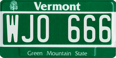 VT license plate WJO666