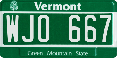 VT license plate WJO667