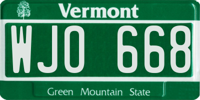 VT license plate WJO668