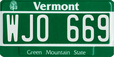 VT license plate WJO669