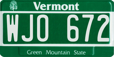 VT license plate WJO672