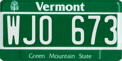 VT license plate WJO673
