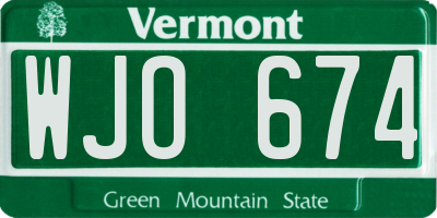 VT license plate WJO674
