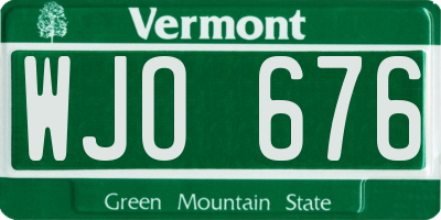 VT license plate WJO676