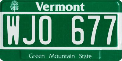 VT license plate WJO677