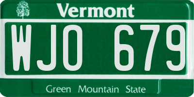 VT license plate WJO679