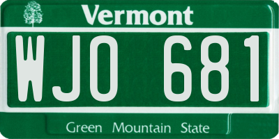 VT license plate WJO681