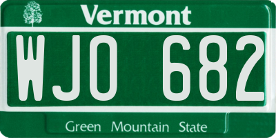 VT license plate WJO682
